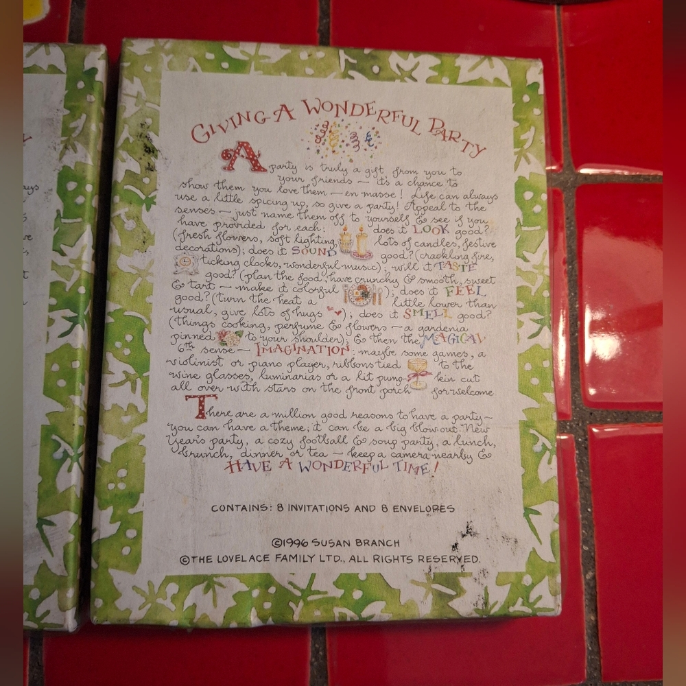 Susan Branch Vntg You're Invited 16 Party Invitations & Envelopes Vntg 1996 NEW - Picture 6 of 10